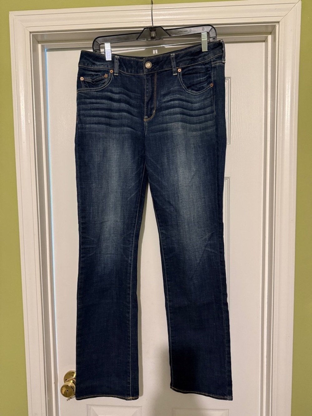 American Eagle Straight Jeans Size 14 Regular Super Stretch Dark Wash